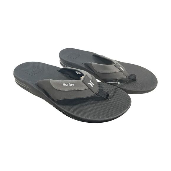 Hurley Men's Bubble Cushion Heel Surf Comfort Easy Slip-On Flip Flops - Black - Picture 1 of 6